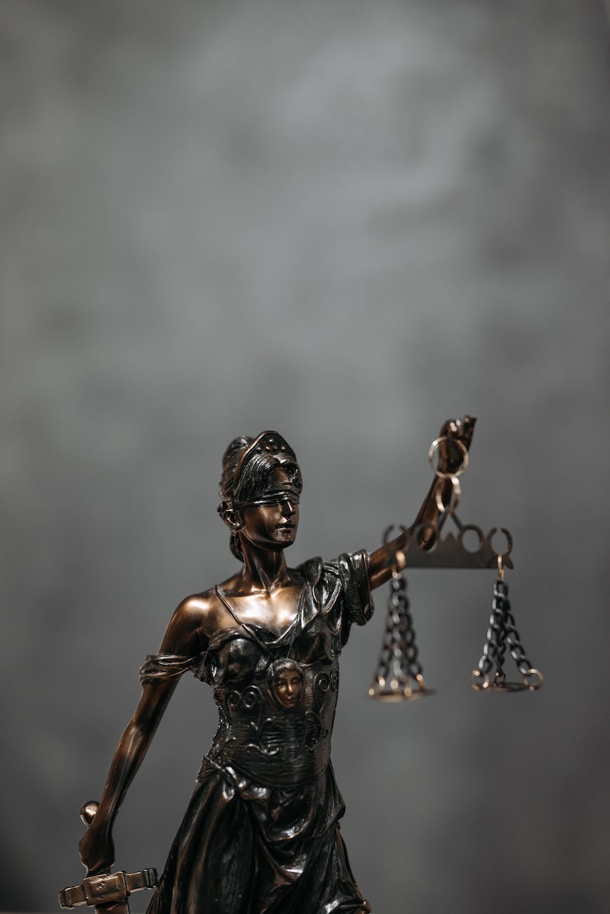 close up shot of a statuette of lady justice